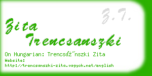 zita trencsanszki business card